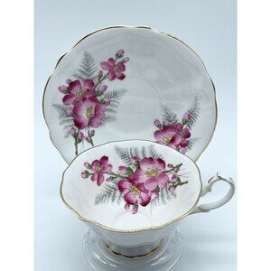 Queen Anne Fine Bone China Teacup & Saucer Set Pink Flowers - England